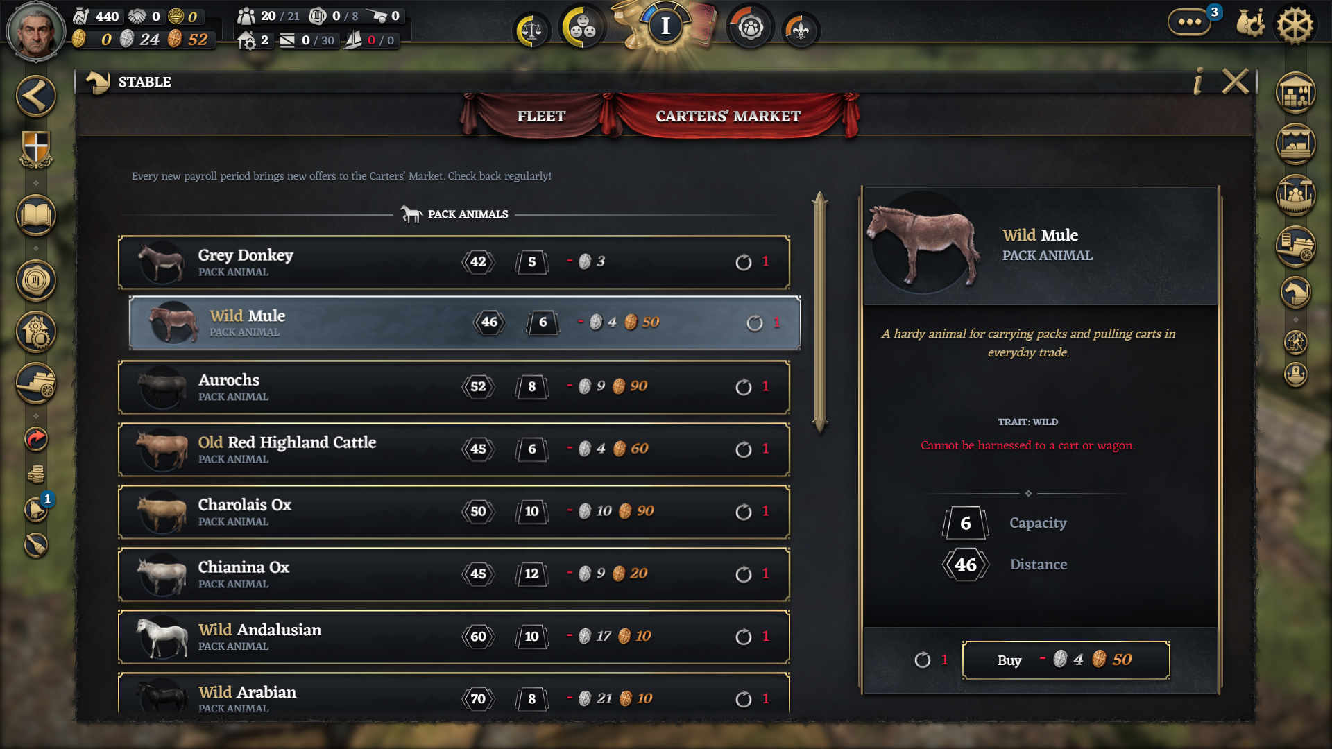 Official Carters Market Wild Mule offer with Capacity, Distance, price and Wild trait